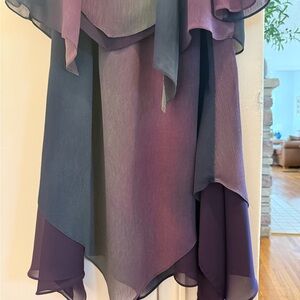 Elegant Layered Chiffon Women's Dress in Plum and Slate
